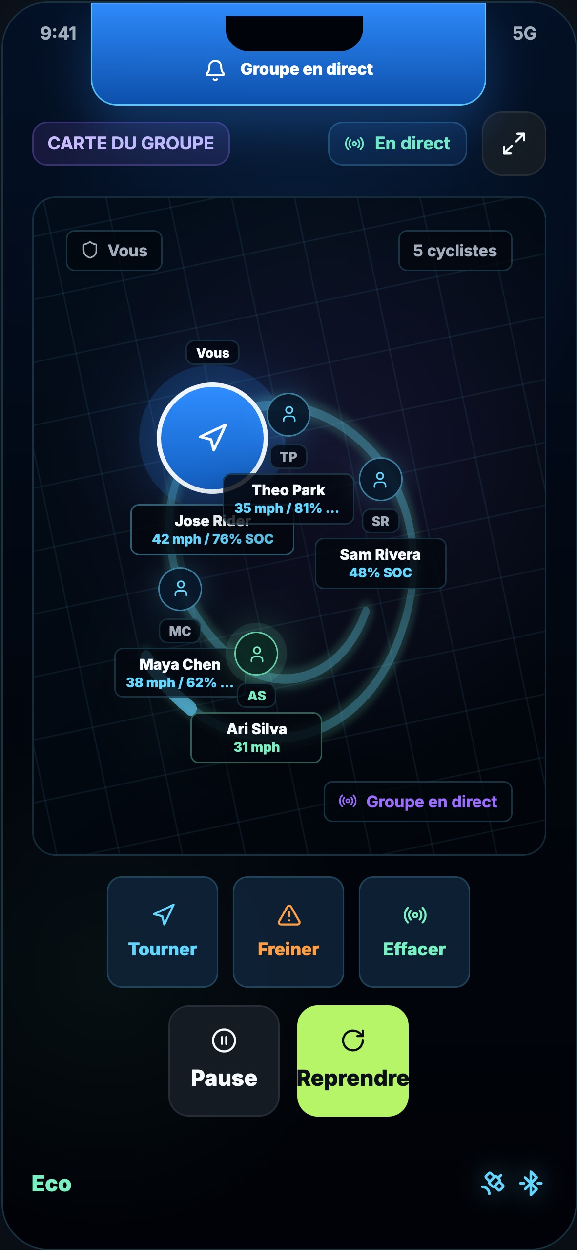 Carte du groupe · Aperçus localisés de l’application · données simulées